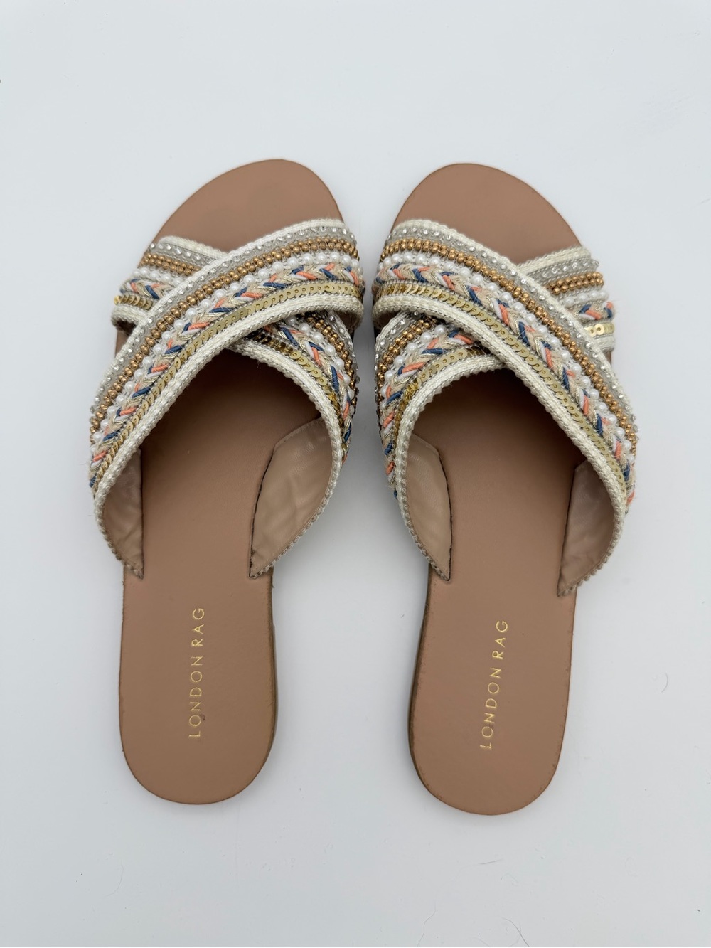 London Rag Embellished Flat Sandals – Size 6